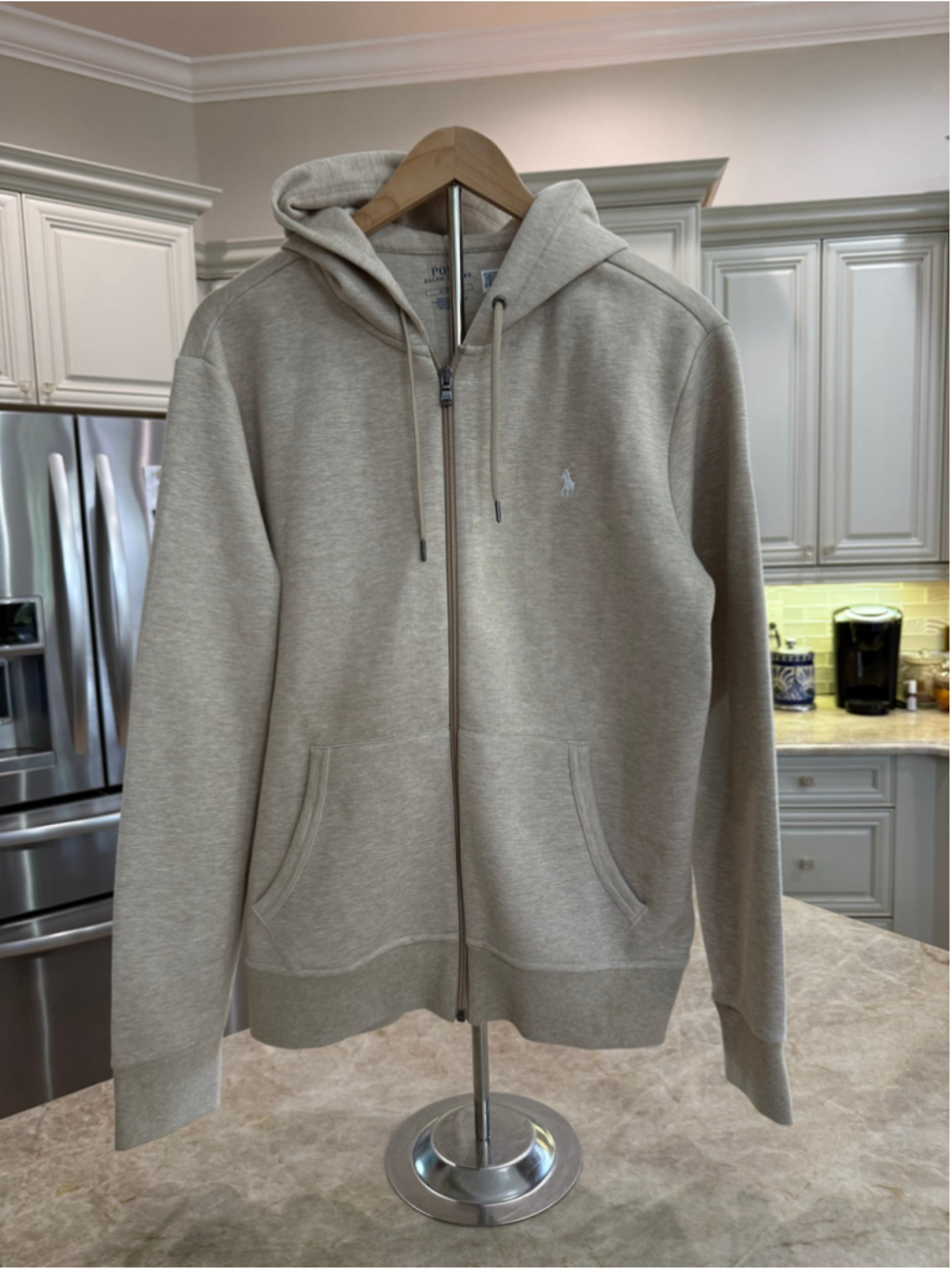 Men's Polo Ralph Lauren Full Zip Hoodie Beige Size M NWOT